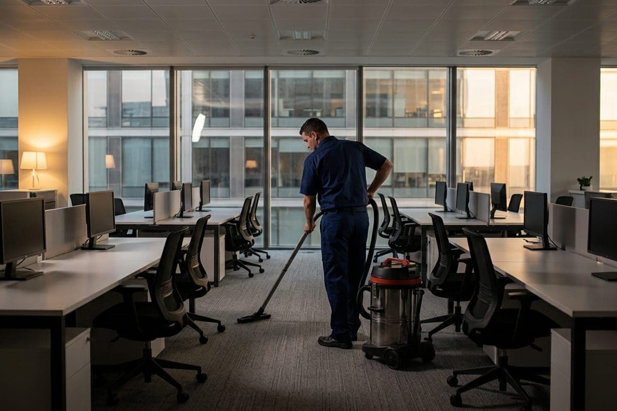 Aspiration entre les postes d'un plateau de bureaux après la fermeture